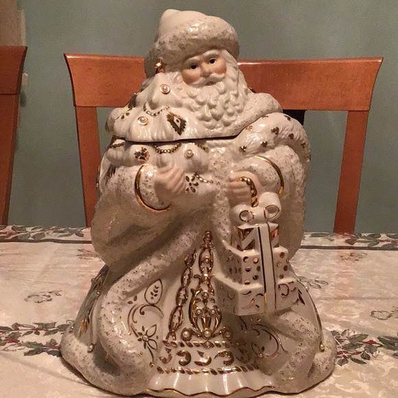 Lenox Other - LENOX FLORENTINE AND PEARL SANTA COOKIE JAR A VERY RARE FIND